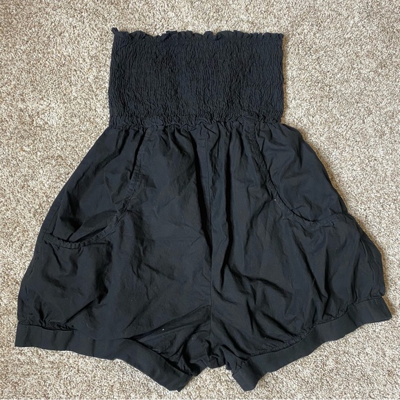 Pants - Black Women's Smocked High-Waist Sleeveless Romper